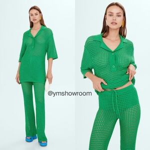 Mango Green Knit Pants & Top Set